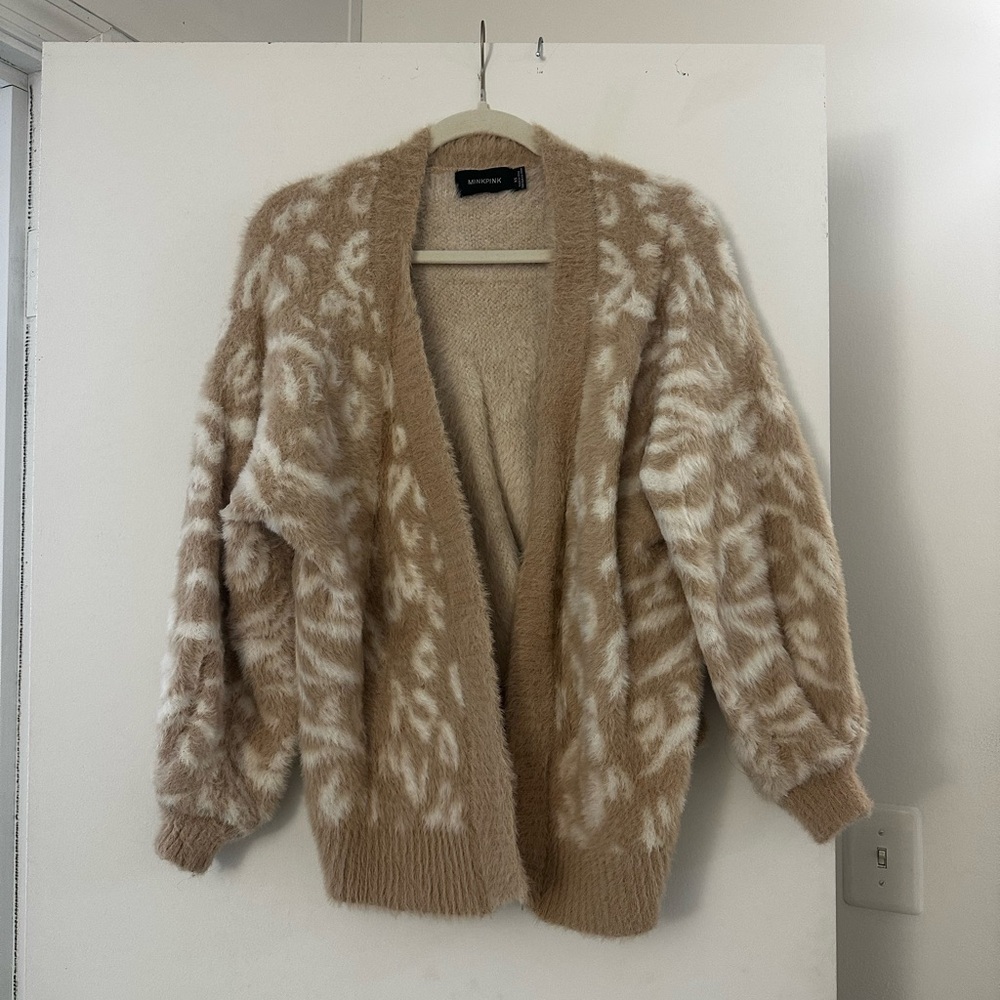 MINKPINK Cardigan Sweater - Beige and white